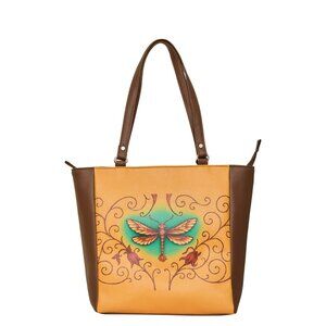 Printed Genuine Leather Shoulder Tote Bag for Ladies–Handbag Purse for Daily Use
